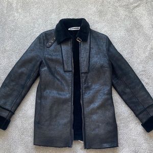 Designer high end leather fur lined jacket